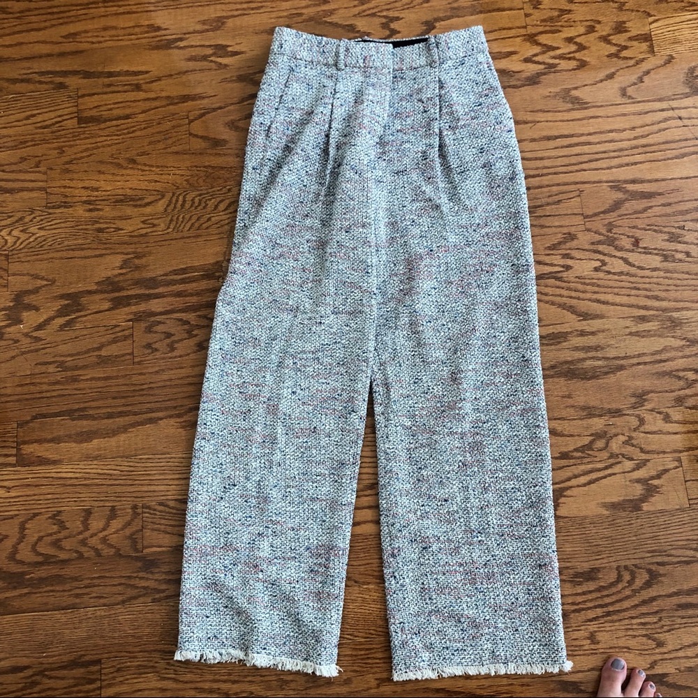 EUC THEORY HIGH WAIST TWEED WIDE LEG PANT